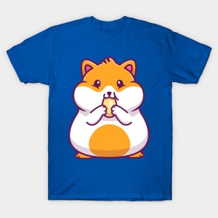 Cute Hamster Eating Sunflower Seed Cartoon (2) T-Shirt